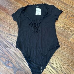 Forever 21 Black Ribbed Bodysuit